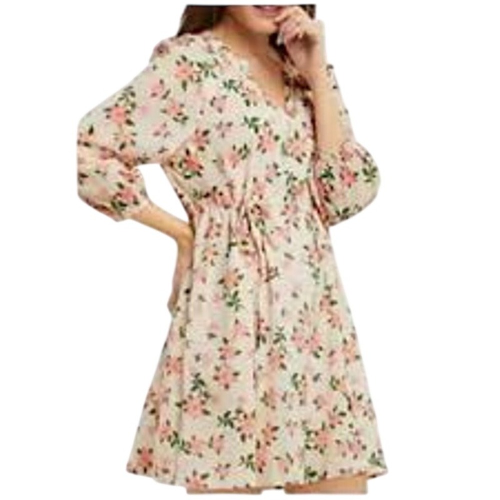 Draper James Kellie Pink and Cream floral‎ modal blend dress Size XS